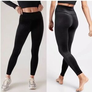 Athleta Velvet Leggings Black High‎ Waisted Athleisure Workout Pants Womens M